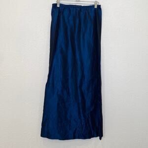Le Chateau Blue Crinkle Maxi Velcro Wrap Skirt EUC OS Acrylic Vintage Y2K Women